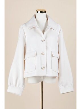 Sz XL Lauren Conrad Cream Ivory Soft Felted Button Down Shacket EUC